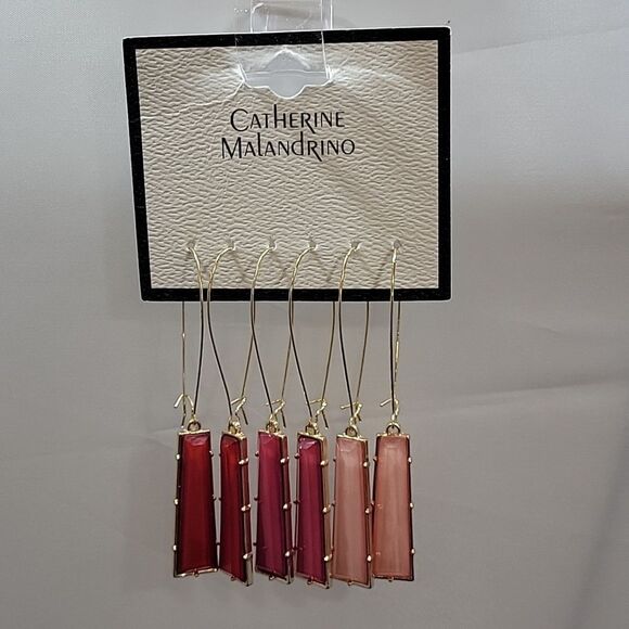 BRAND NEW CATHERINE MALANDRINO 3-PACK STATEMENT GEMSTONE DROP EARRINGS - Picture 2 of 12
